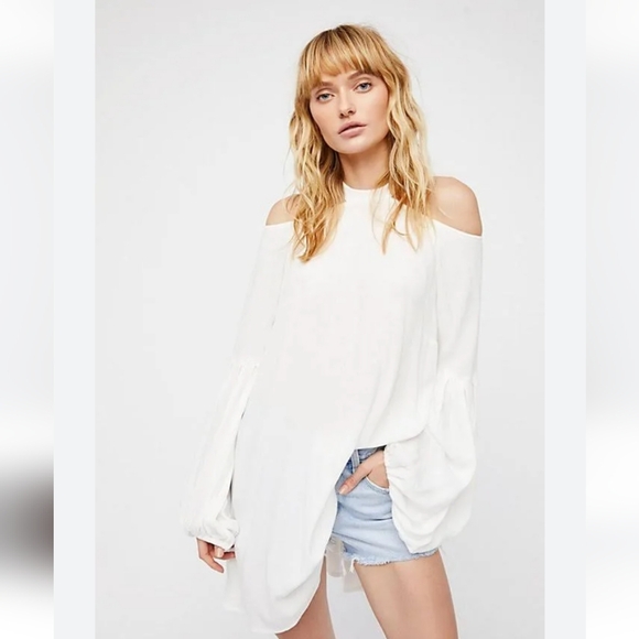 Free People Drift Away Mini Tunic Dress in Ivory Size Small - Picture 1 of 12